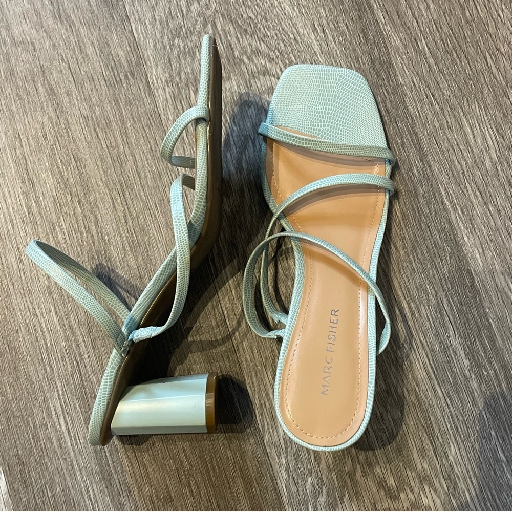 Marc Fisher Aliana Square Toe Sandal Block Heel - Picture 8 of 13